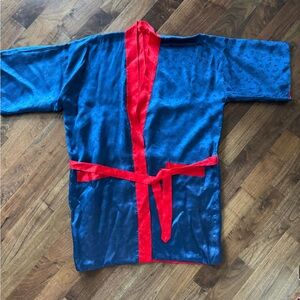 Blue and Red Reversible Kimono Robe